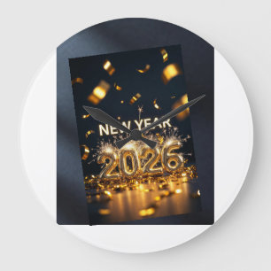 Happy New Year 2026 – Fresh Start, New Hopes Greet Large Clock