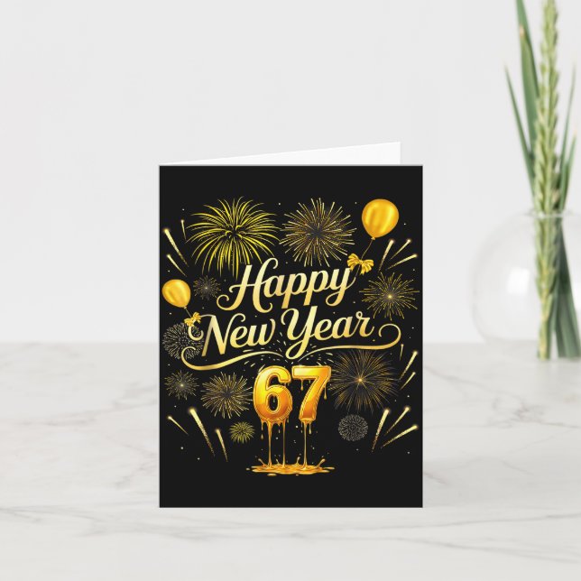 Happy New Year 2026 Funny 67 Six Seven Meme Gen Al Card (Front)