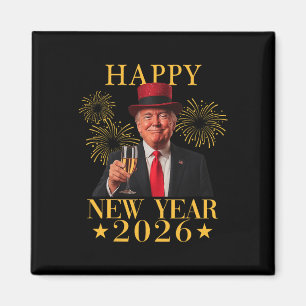 Happy New Year 2026 Funny President Trump Firework Magnet