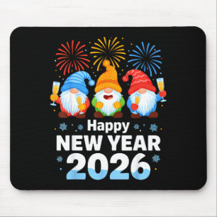 Happy New Year 2026 Gnome With Fireworks And Champ Mouse Pad