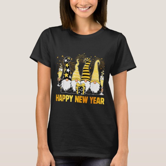 Happy New Year 2026 Gnomes Drinking Champagne New  T-Shirt (Front)