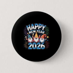 Happy New Year 2026 Gnomes Family Party New Years 6 Cm Round Badge