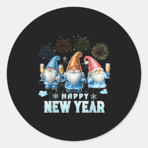 Happy New Year 2026 Gnomes Family Party New Years  Classic Round Sticker