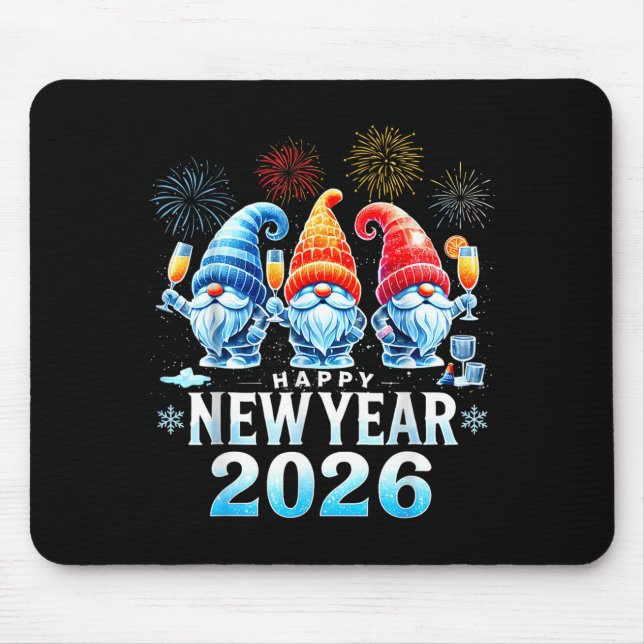 Happy New Year 2026 Gnomes Family Party New Years  Mouse Pad (Front)