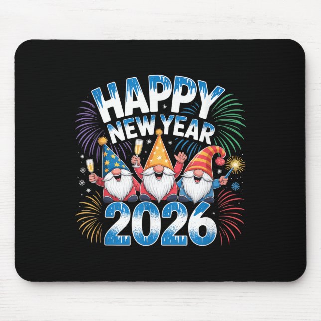 Happy New Year 2026 Gnomes Family Party New Years  Mouse Pad (Front)