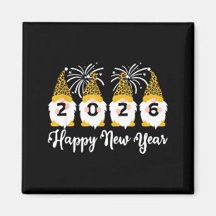 Happy New Year 2026 Gnomes Leopard Print Gnomies G Magnet