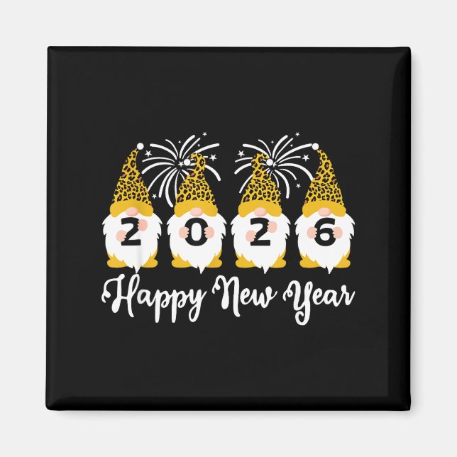 Happy New Year 2026 Gnomes Leopard Print Gnomies G Magnet (Front)