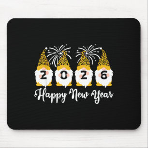 Happy New Year 2026 Gnomes Leopard Print Gnomies G Mouse Pad