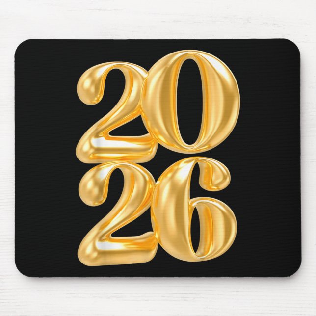 Happy New Year 2026 Gold Confetti Balloon Party Fa Mouse Pad (Front)
