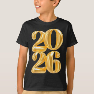 Happy New Year 2026 Gold Confetti Balloon Party Fa T-Shirt