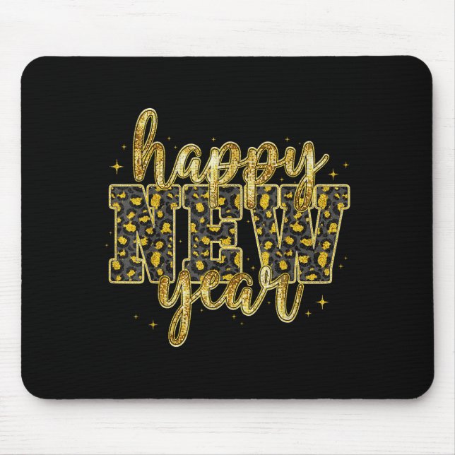 Happy New Year 2026 Gold Leopard Countdown Party F Mouse Pad (Front)