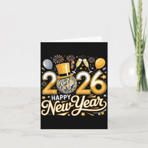 Happy New Year 2026 Gold Party Celebration Gift  Card
