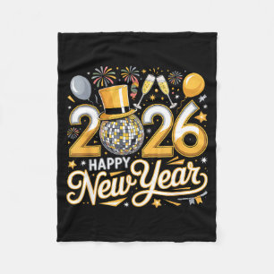Happy New Year 2026 Gold Party Celebration Gift  Fleece Blanket