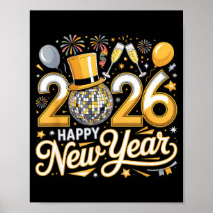Happy New Year 2026 Gold Party Celebration Gift  Poster