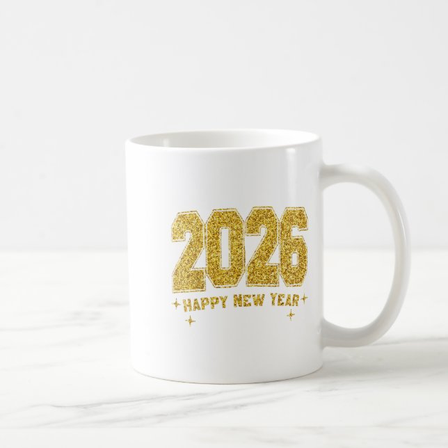 Happy New Year 2026 Gold Party Eve Family Xmas  Coffee Mug (Right)