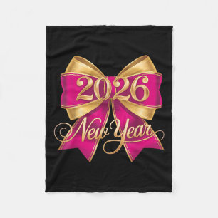 Happy New Year 2026 Gold Party Eve Family Xmas  Fleece Blanket