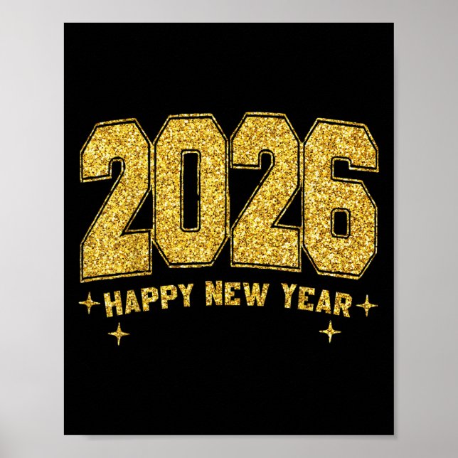 Happy New Year 2026 Gold Party Eve Family Xmas  Poster (Front)
