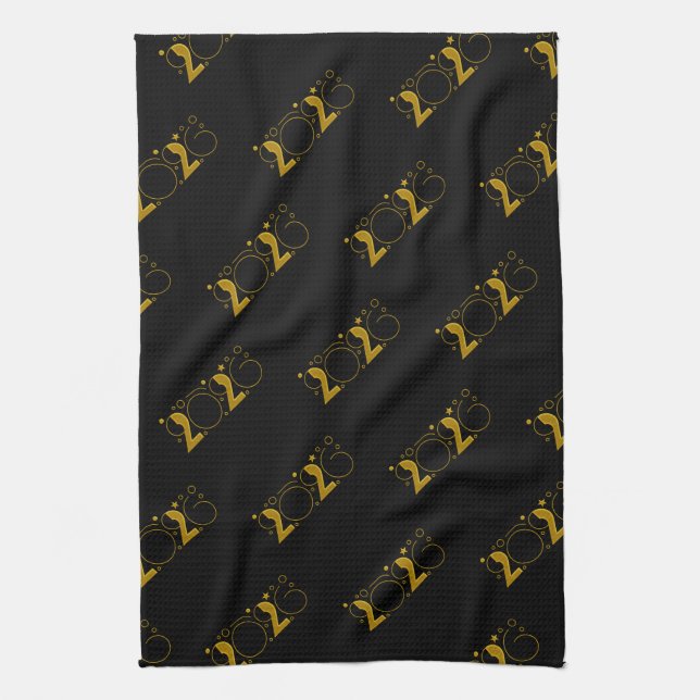 Happy New Year 2026 gold Tea Towel (Vertical)