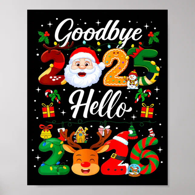 Happy New Year 2026 Goodbye 2025 Hello 2026 Poster | Zazzle
