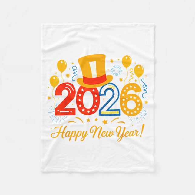 Happy New Year 2026 Holiday Party Family Celebrati Fleece Blanket (Front)