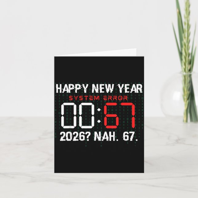 Happy New Year 2026 Humour Clock 6 7 Meme System E Card (Front)