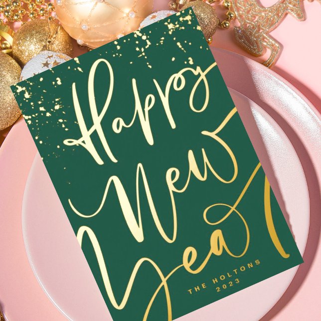 HAPPY NEW YEAR 2026 IN HANDWRITTEN Gold Foil Holiday Card (Creator Uploaded)