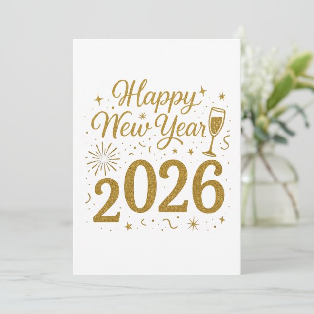 Happy New Year 2026 Invitations – Elegant Party  (Standing Front)