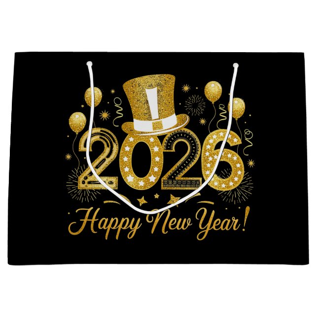 Happy  New Year 2026 Large Gift Bag (Front)