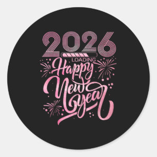 Happy New Year 2026 Loading Fireworks  Classic Round Sticker
