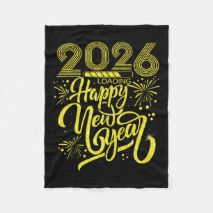 Happy New Year 2026 Loading Fireworks Party Premiu Fleece Blanket