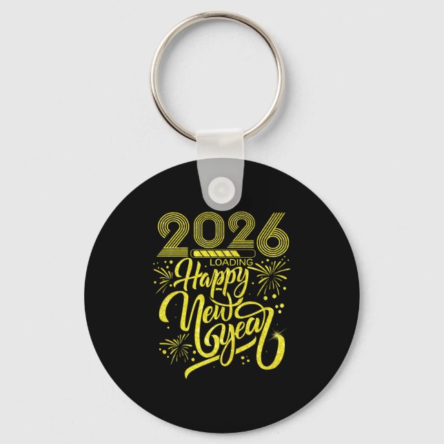 Happy New Year 2026 Loading Fireworks Party Premiu Key Ring (Front)