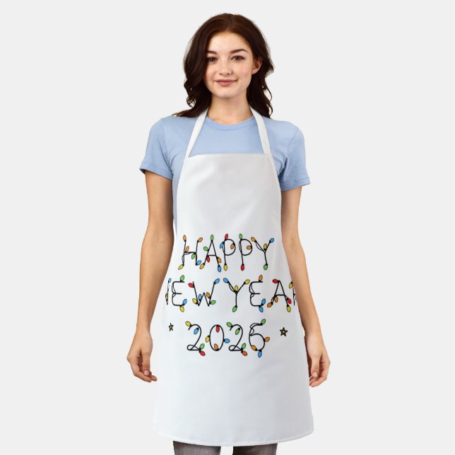 Happy New Year 2026 Minimalist Design Apron (Worn)