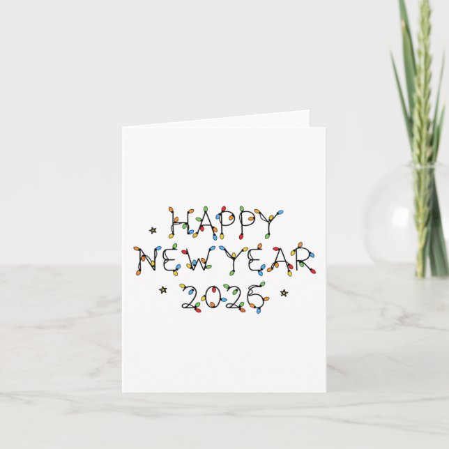 Happy New Year 2026 Minimalist Design Holiday Card (Front)