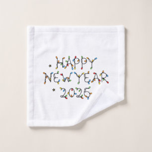 Happy New Year 2026 Minimalist Design Wash Cloth