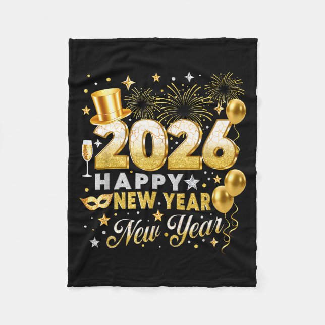 Happy New Year 2026 New Year Party Ballon Family M Fleece Blanket (Front)
