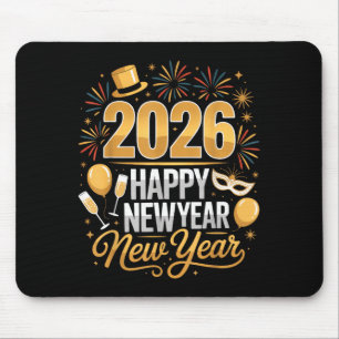 Happy New Year 2026 New Year Party Ballon Family M Mouse Pad