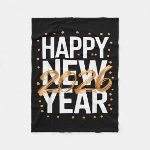 Happy New Year 2026 New Years Eve Fleece Blanket