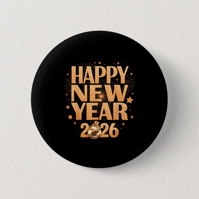 Happy New Year 2026 New Years Eve Party Countdown  6 Cm Round Badge (Front)