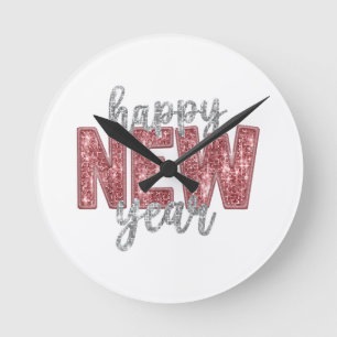 Happy New Year 2026 New Year's Eve Party Countdown Round Clock