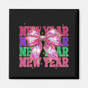 Happy New Year 2026 Nk Coquette Bow Disco Ball Cou Magnet
