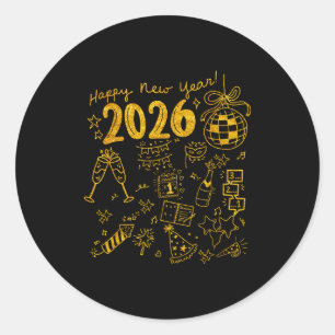 Happy New Year 2026 Nye Fireworks Matching Family Classic Round Sticker