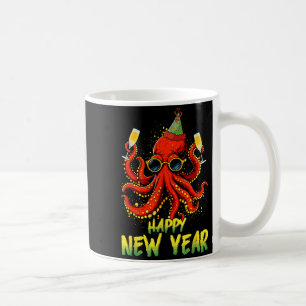 Happy New Year 2026 Octopus Drinking Champagne New Coffee Mug