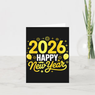 Happy New Year 2026 Party Balloons Fireworks Famil Card