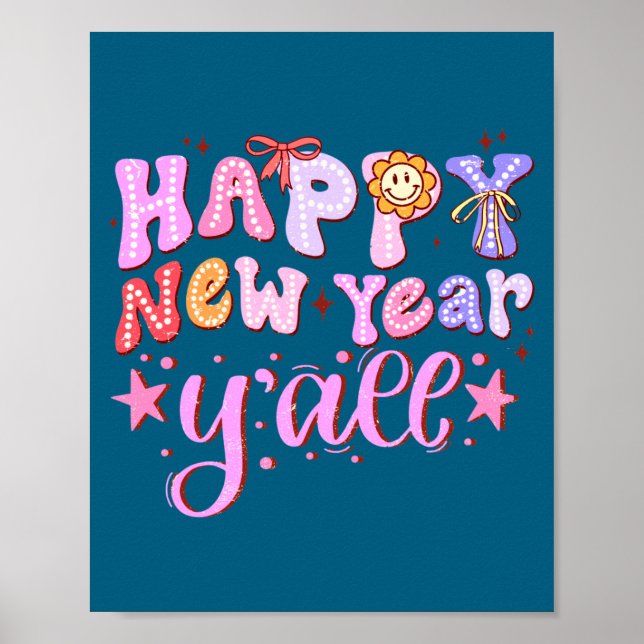 Happy New Year 2026 Party Countdown New Years Y'al Poster (Front)