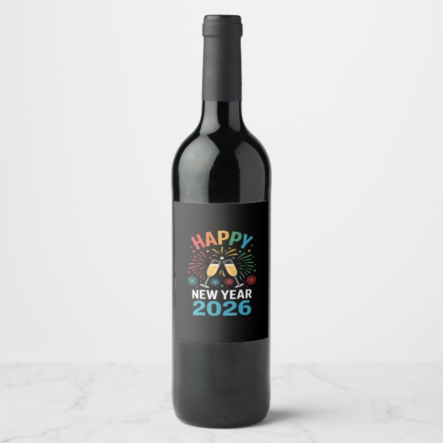 Happy New Year 2026 Party Funny New Years Eve 2026 Wine Label (Front)