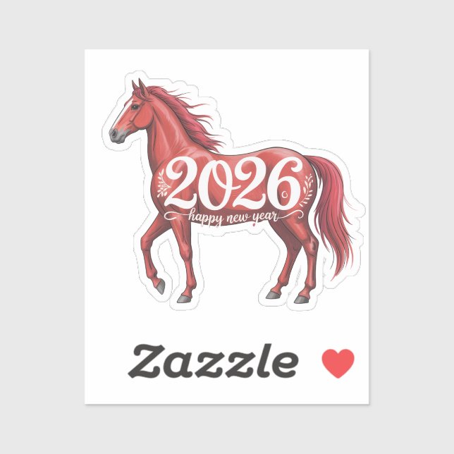 Happy New Year 2026 Red Horse Illustration (Sheet)