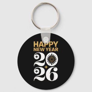 Happy New Year 2026 Retro Groovy Tee New Years Eve Key Ring