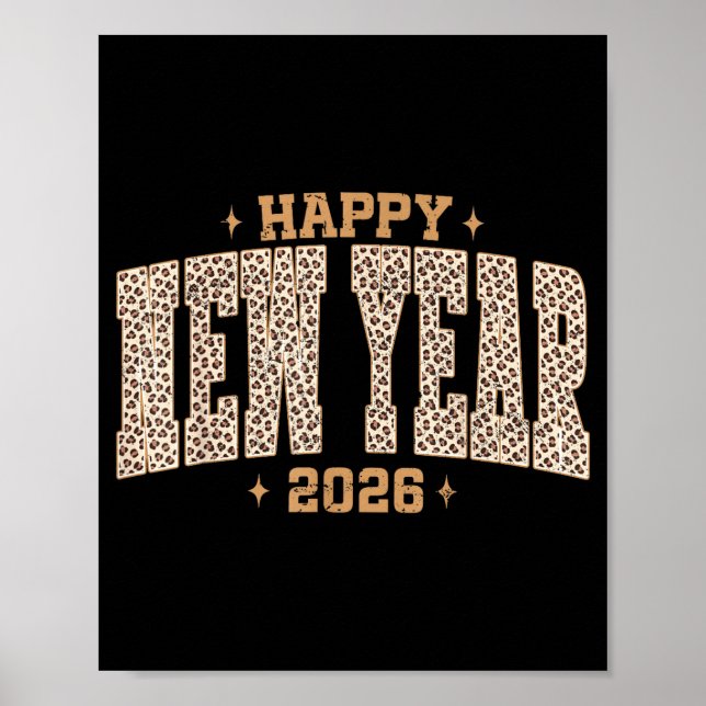 Happy New Year 2026 Retro Leopard New Years Eve Pa Poster (Front)