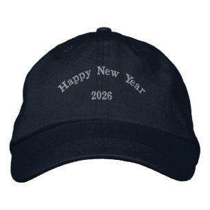 Happy New Year 2026 Rich Navy Colour-Hat Looking Embroidered Hat