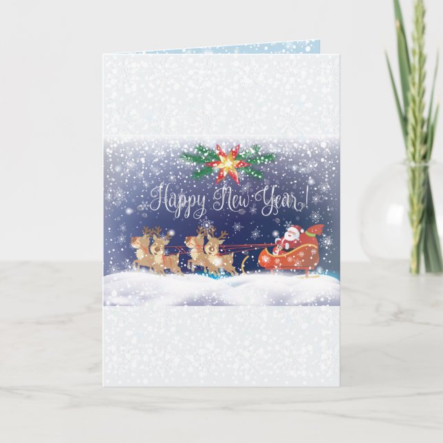 Happy New Year 2026 & Santa Christmas Characters Holiday Card (Front)
